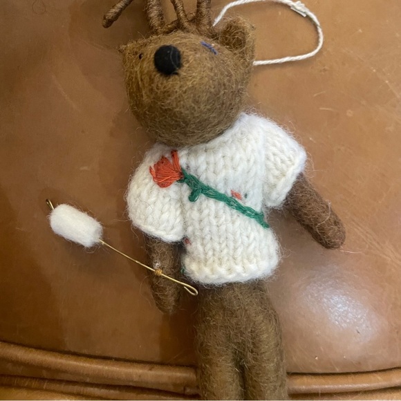 Anthropologie Campfire Deer Felt Ornament Christmas Tree Holiday Decor Anthro - Picture 5 of 8